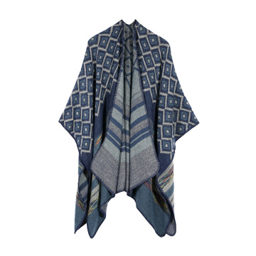 Mais recente capa de inverno xale poncho design de alta qualidade feminino padrão acrílico xale de presente de aniversário feminino xale pashmina poncho personalizado
